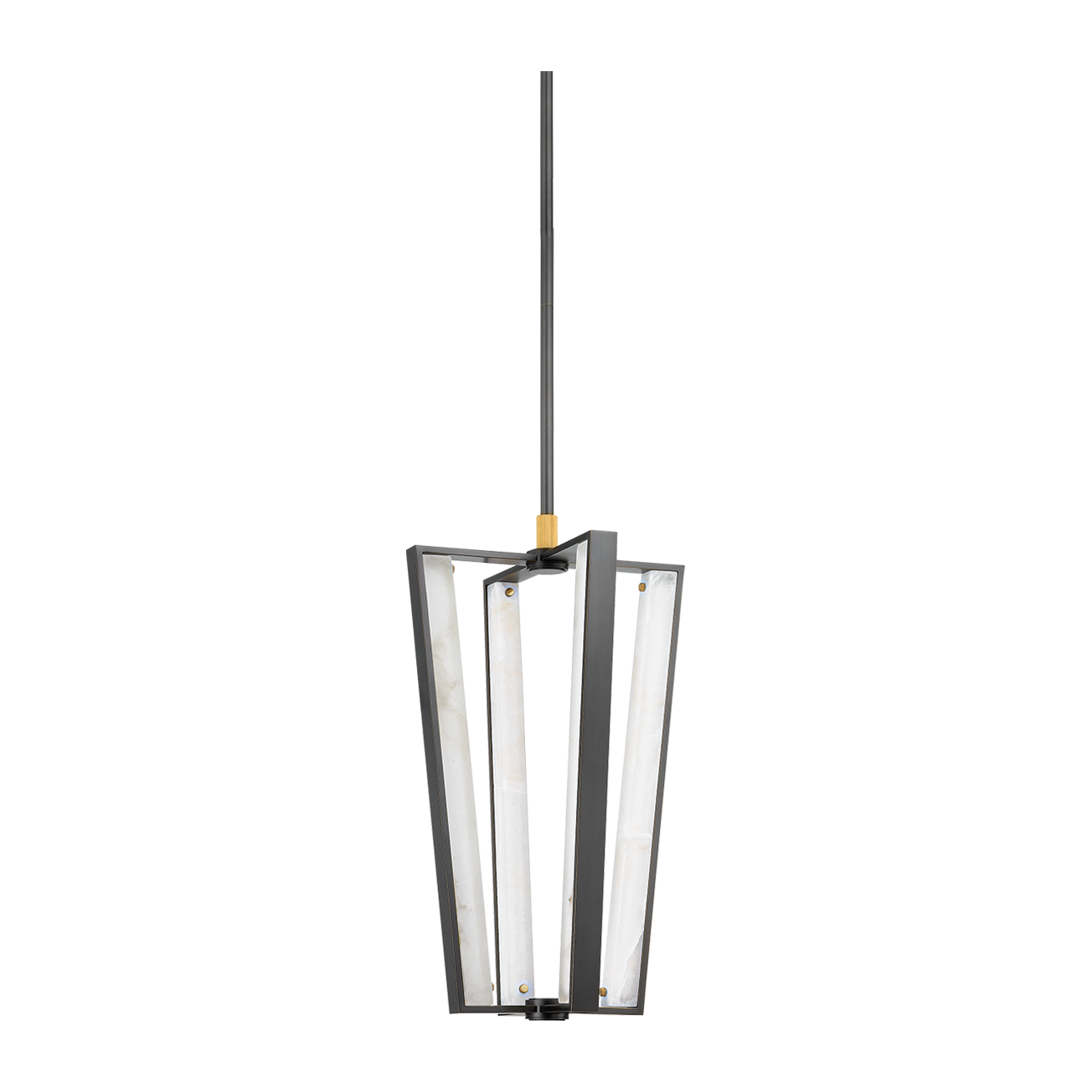 16-Inch Alabaster LED Cage Pendant Light / Aged Brass/Distressed Bronze
