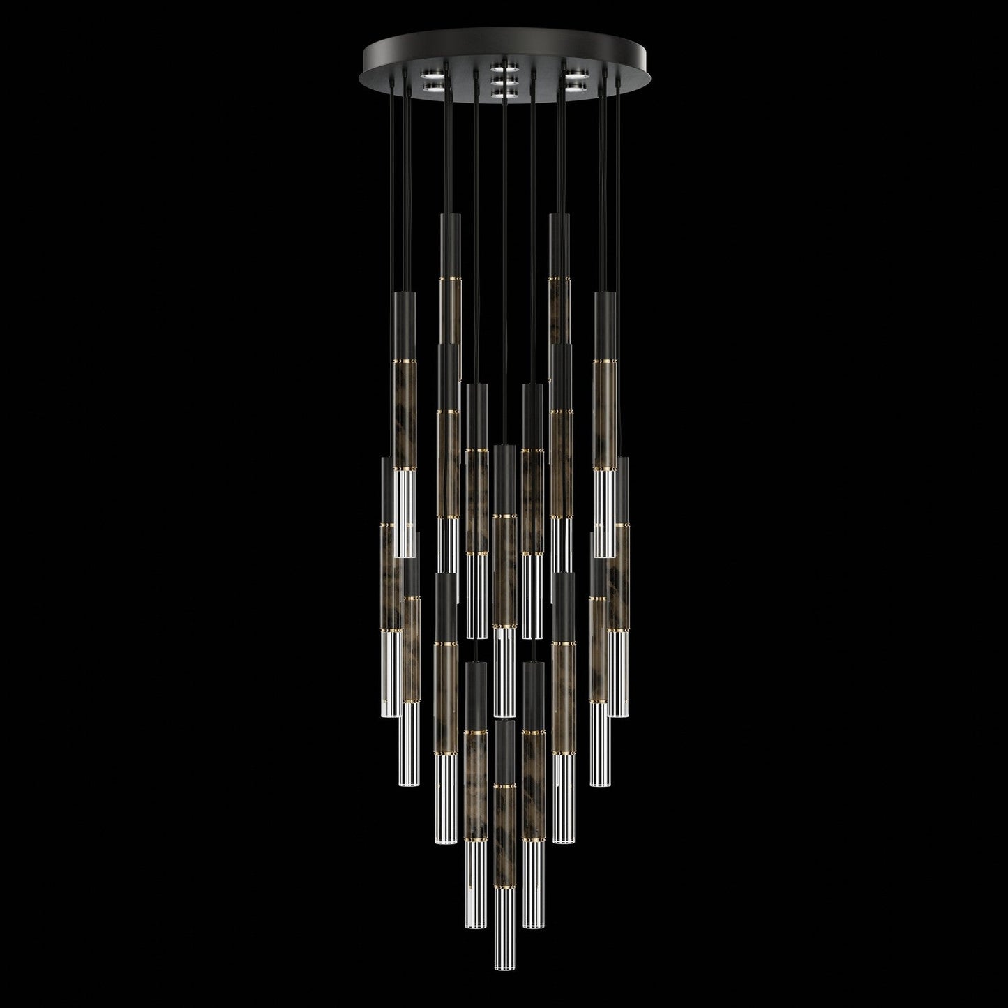 31-Inch Tubular LED Round Pendant Light / Black / Brass / Charcoal