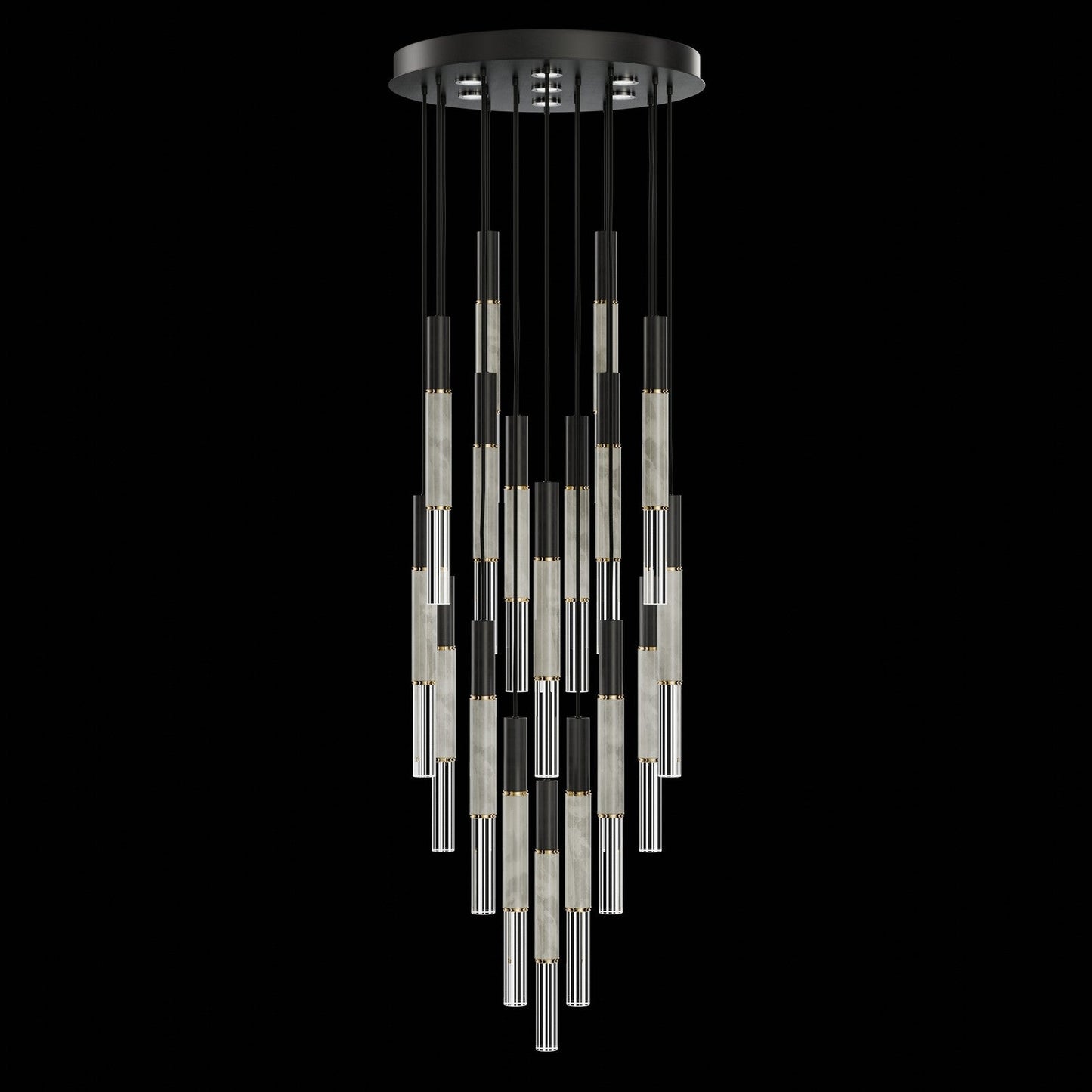 31-Inch Tubular LED Round Pendant Light / Black / Brass / Smoke