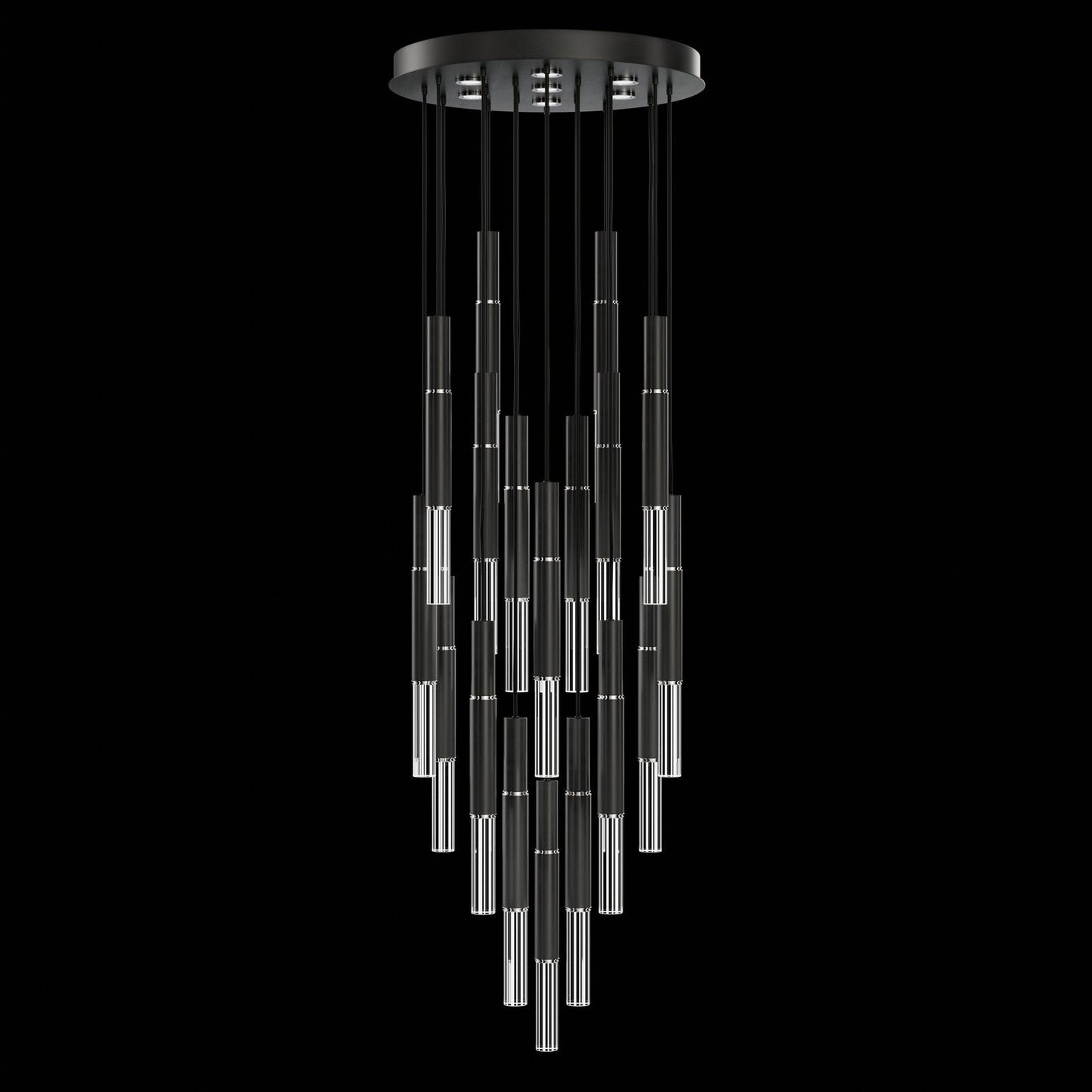 31-Inch Tubular LED Round Pendant Light / Black / Nickel / No Skin