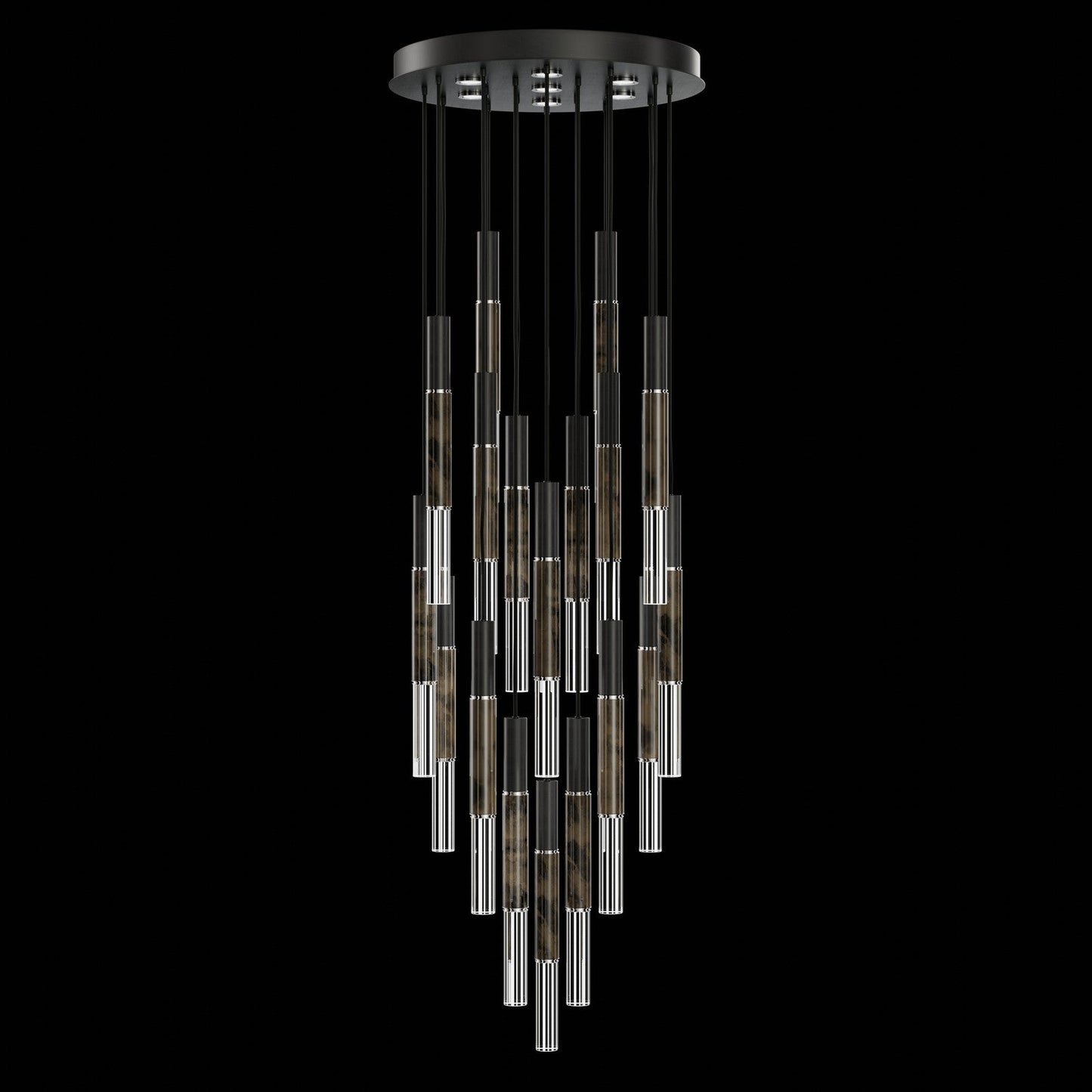 31-Inch Tubular LED Round Pendant Light / Black / Nickel / Charcoal