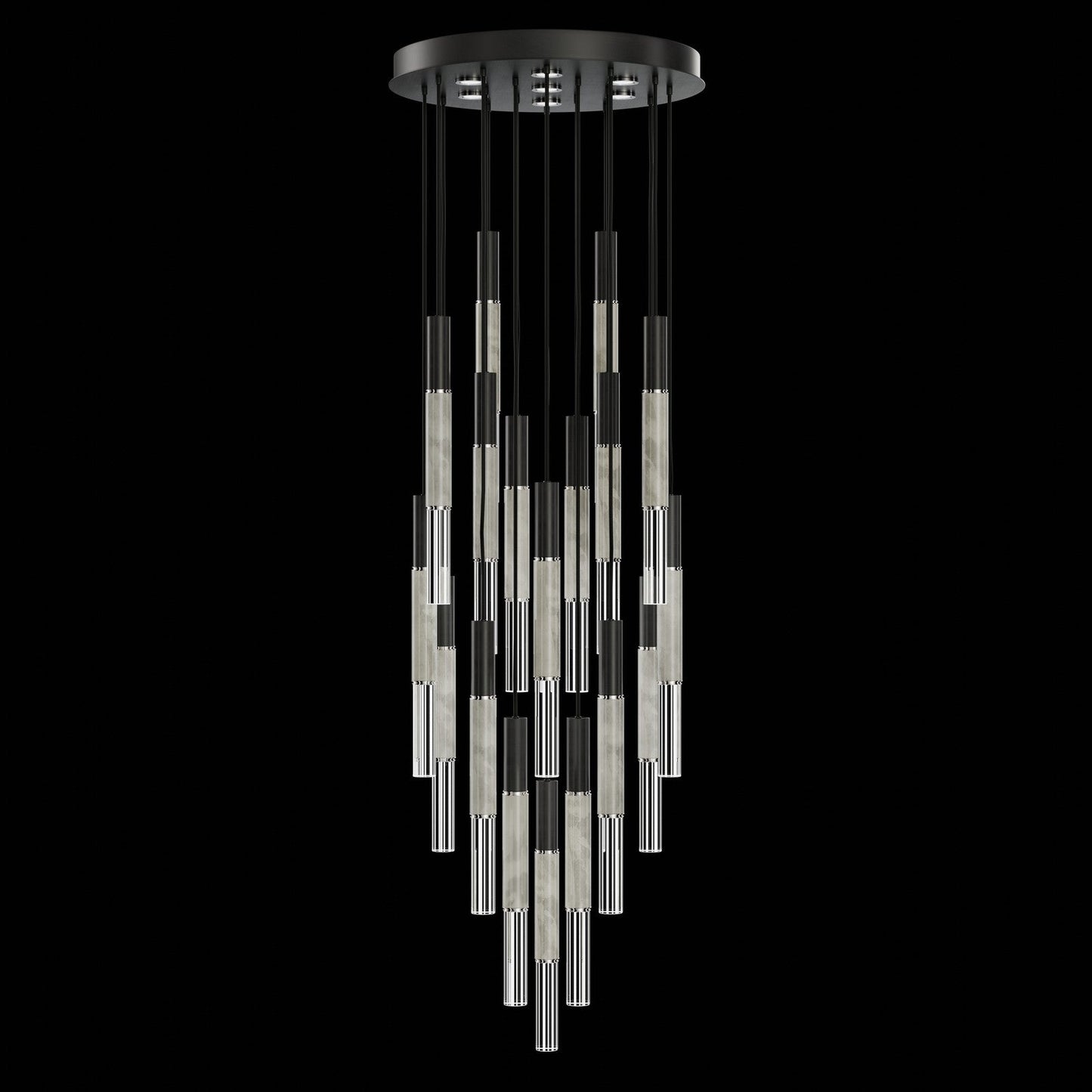 31-Inch Tubular LED Round Pendant Light / Black / Nickel / Smoke
