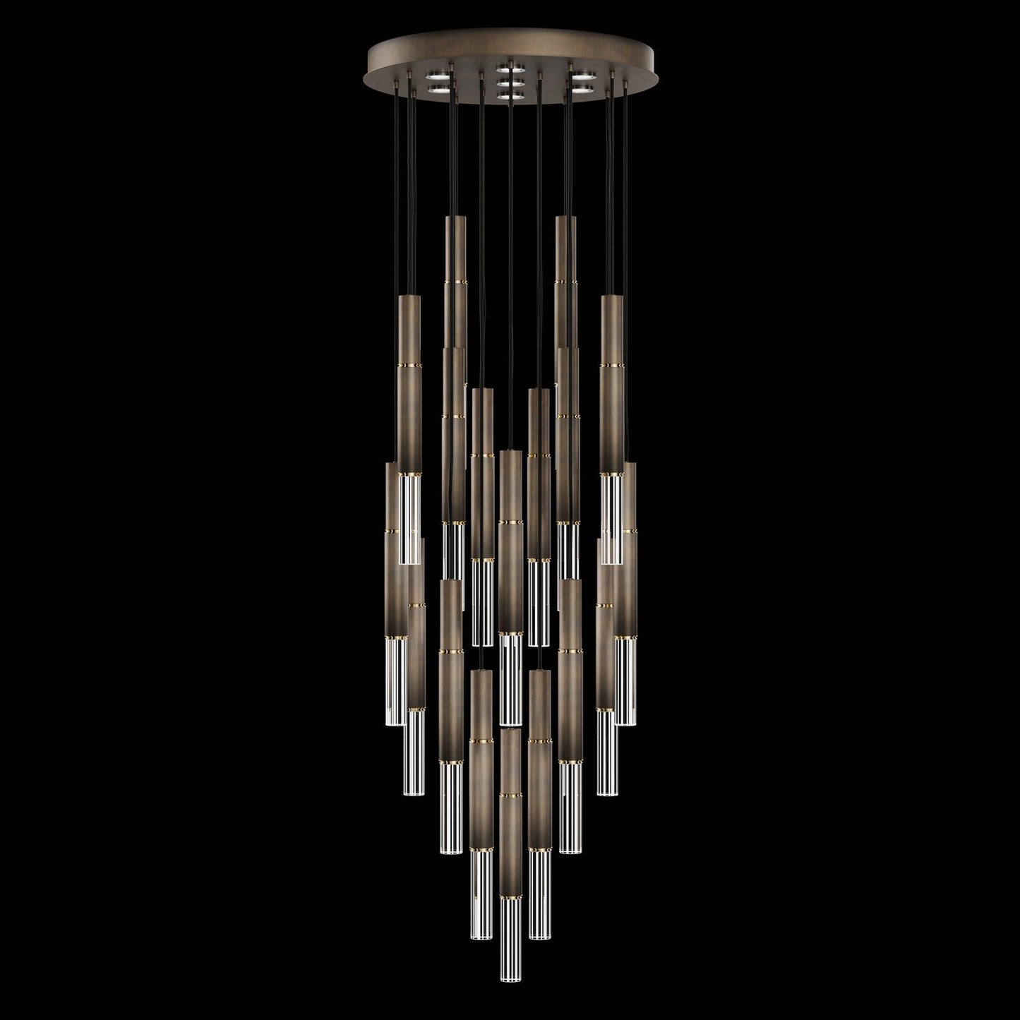 31-Inch Tubular LED Round Pendant Light / Bronze / Brass / No Skin