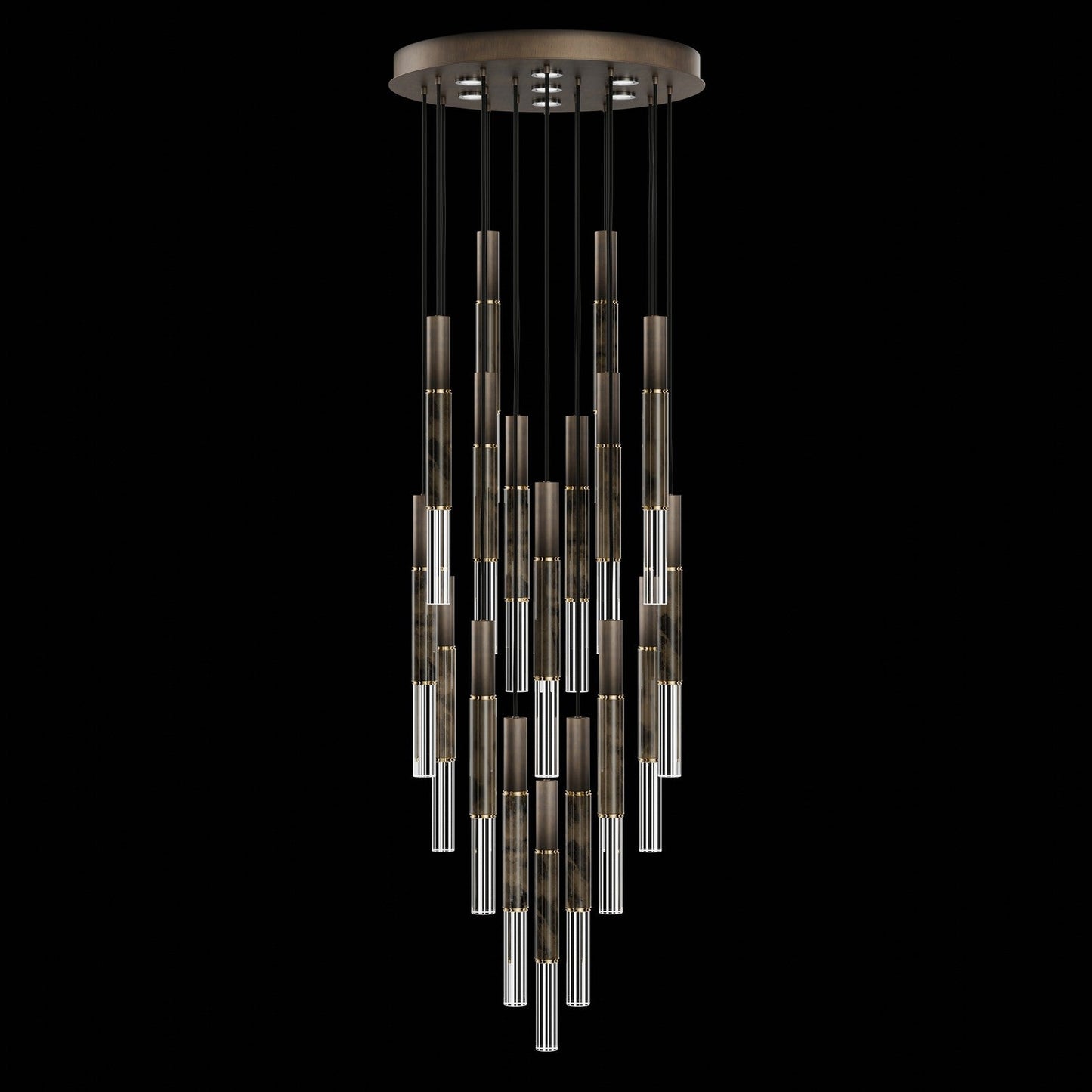 31-Inch Tubular LED Round Pendant Light / Bronze / Brass / Charcoal