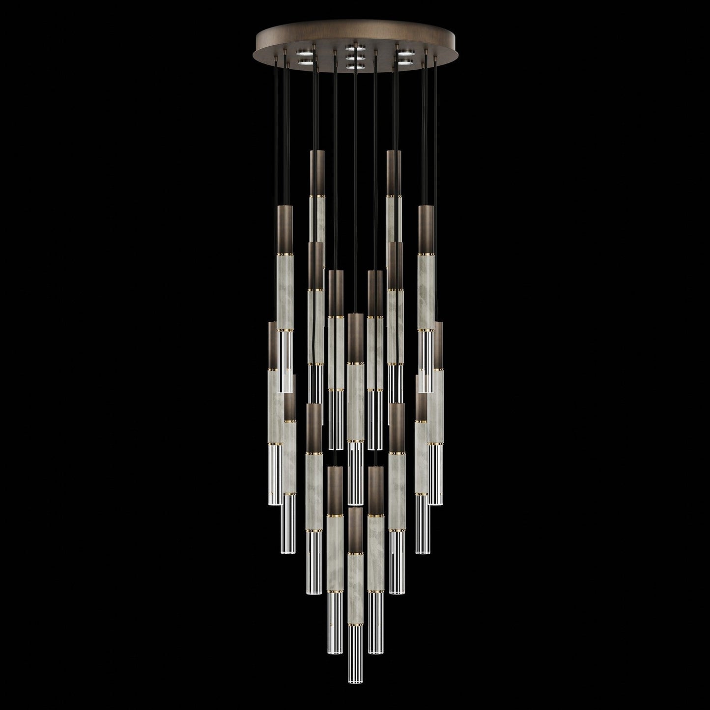 31-Inch Tubular LED Round Pendant Light / Bronze / Brass / Smoke