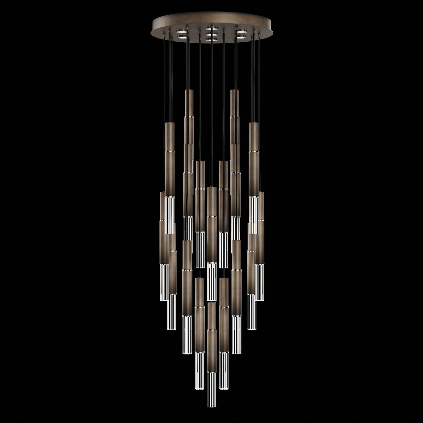 31-Inch Tubular LED Round Pendant Light / Bronze / Nickel / No Skin