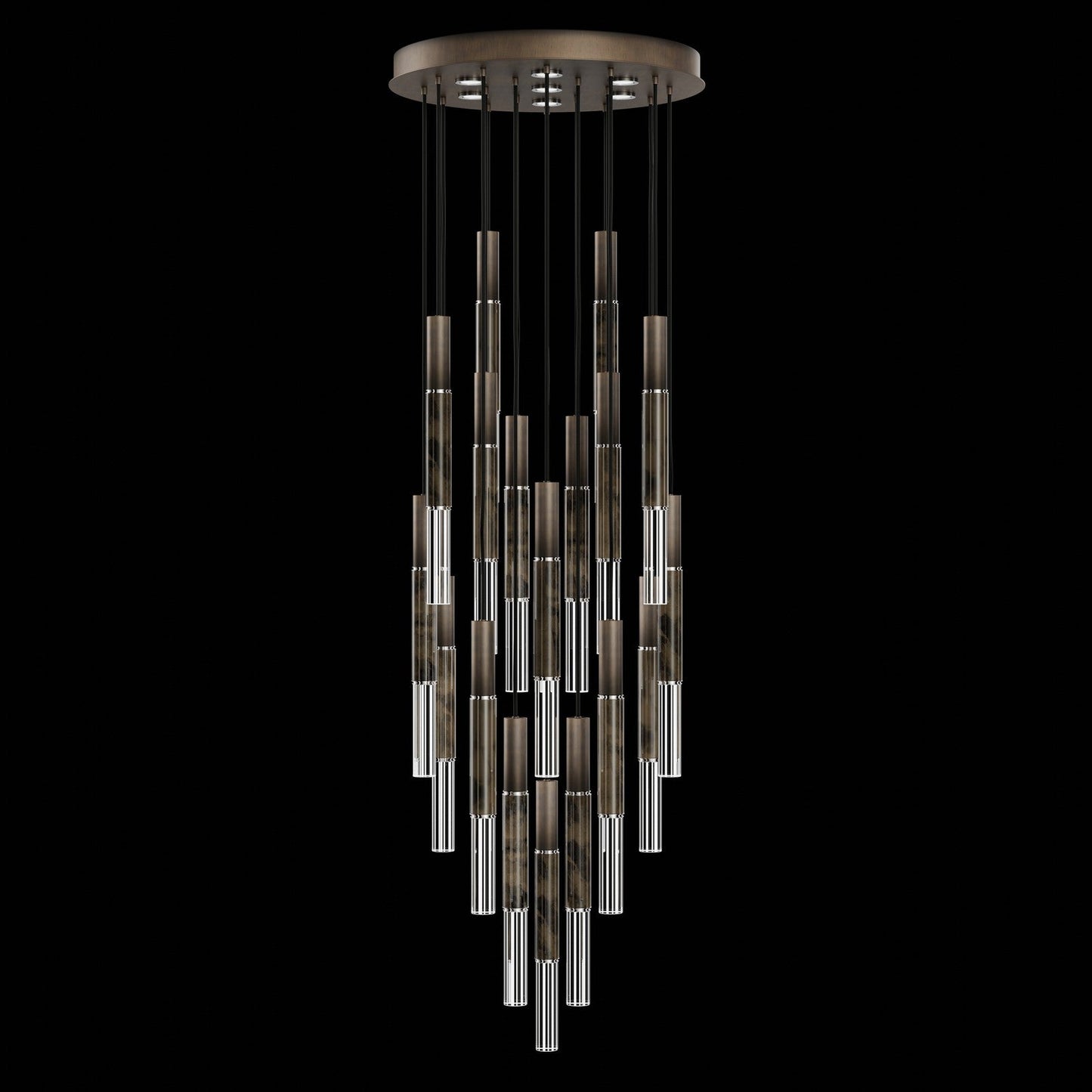 31-Inch Tubular LED Round Pendant Light / Bronze / Nickel / Charcoal