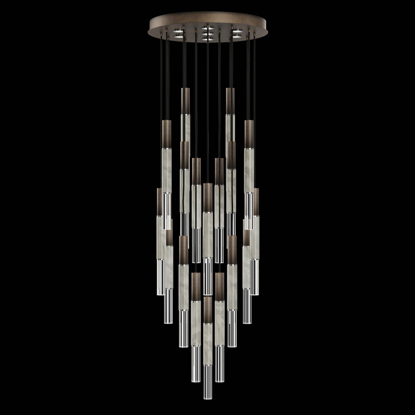 31-Inch Tubular LED Round Pendant Light / Bronze / Nickel / Smoke