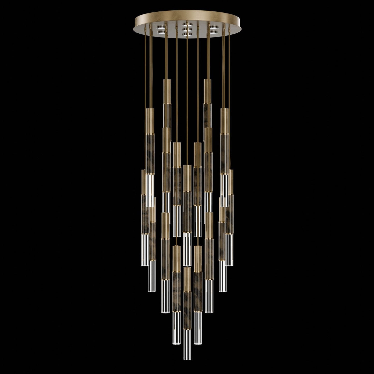 31-Inch Tubular LED Round Pendant Light / Gold Leaf / Brass / Charcoal