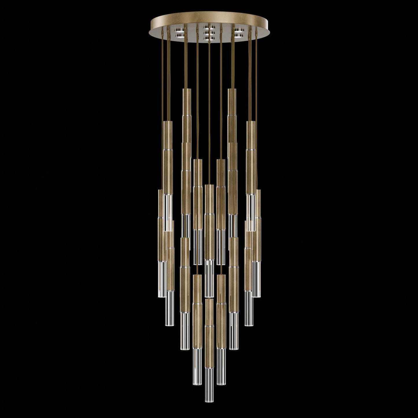 31-Inch Tubular LED Round Pendant Light / Gold Leaf / Nickel / No Skin