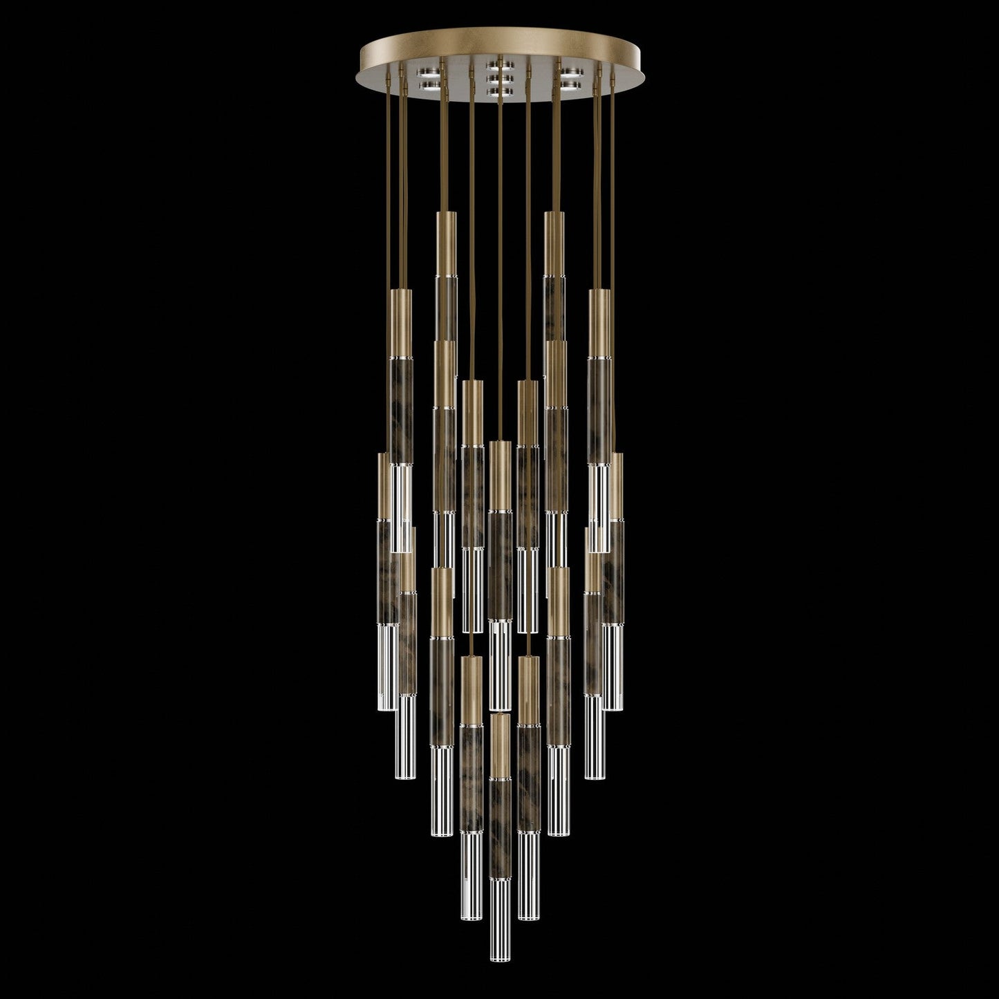 31-Inch Tubular LED Round Pendant Light / Gold Leaf / Nickel / Charcoal