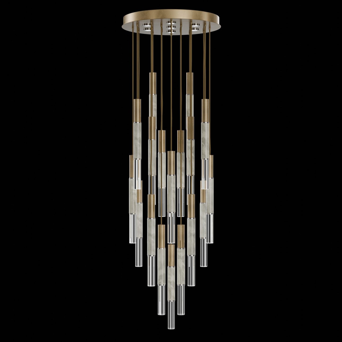 31-Inch Tubular LED Round Pendant Light / Gold Leaf / Nickel / Smoke