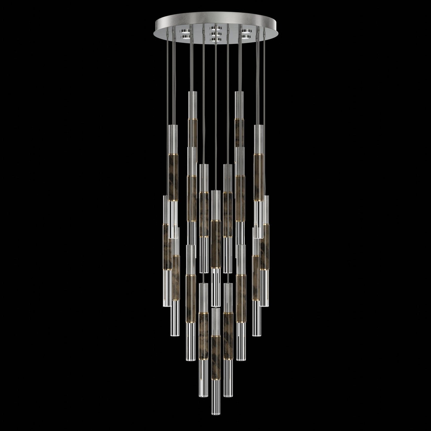 31-Inch Tubular LED Round Pendant Light / Silver Leaf / Brass / Charcoal