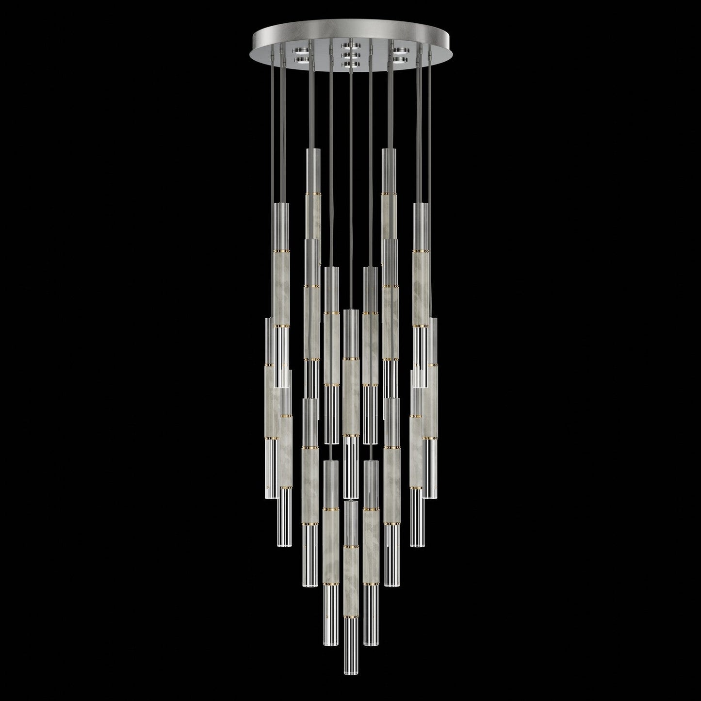 31-Inch Tubular LED Round Pendant Light / Silver Leaf / Brass / Smoke