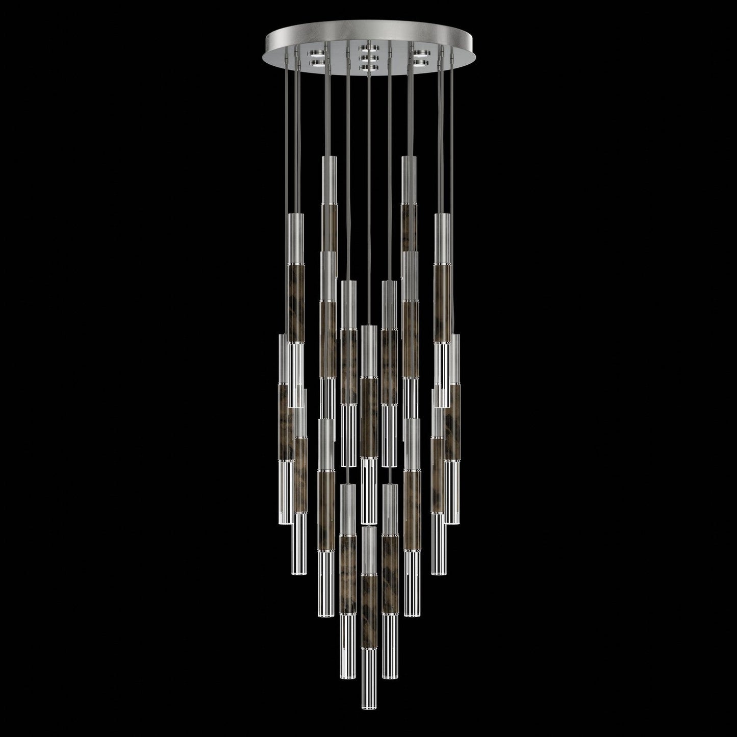 31-Inch Tubular LED Round Pendant Light / Silver Leaf / Nickel / Charcoal
