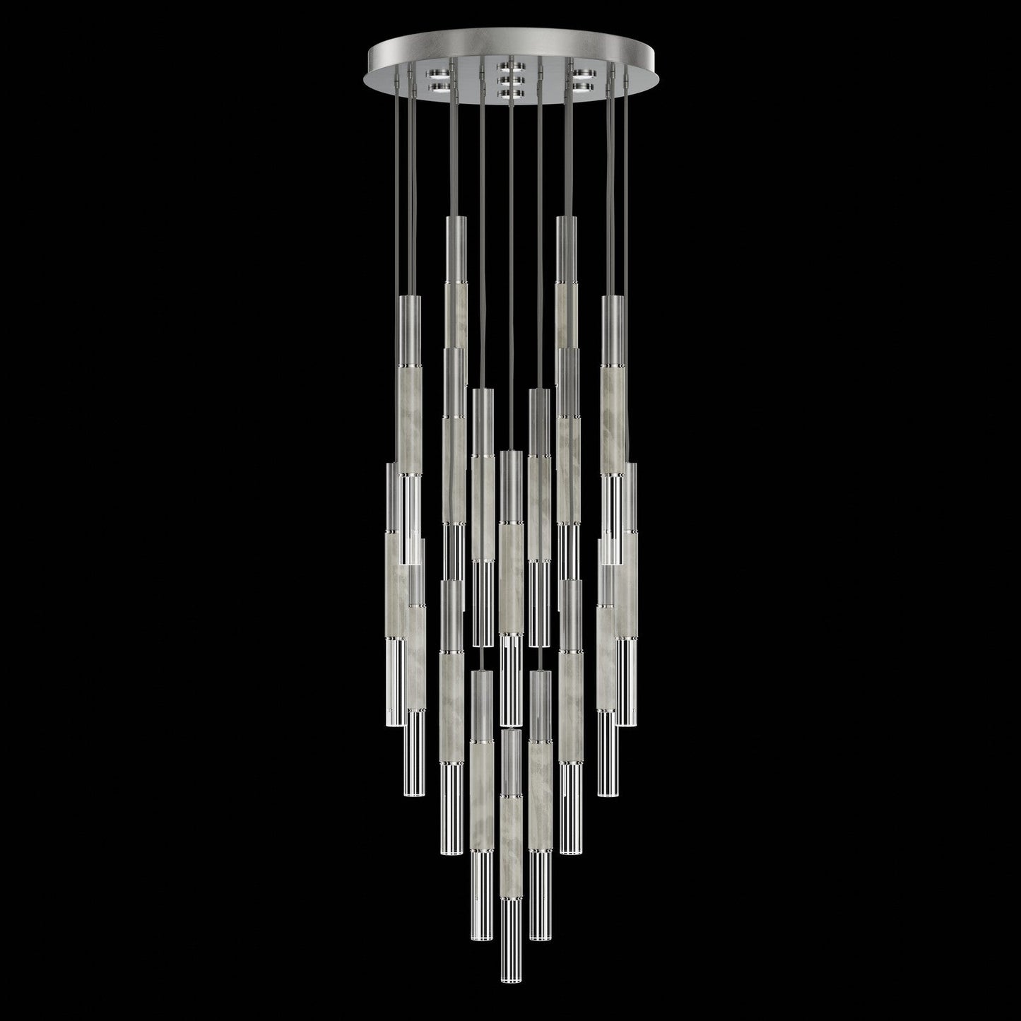 31-Inch Tubular LED Round Pendant Light / Silver Leaf / Nickel / Smoke