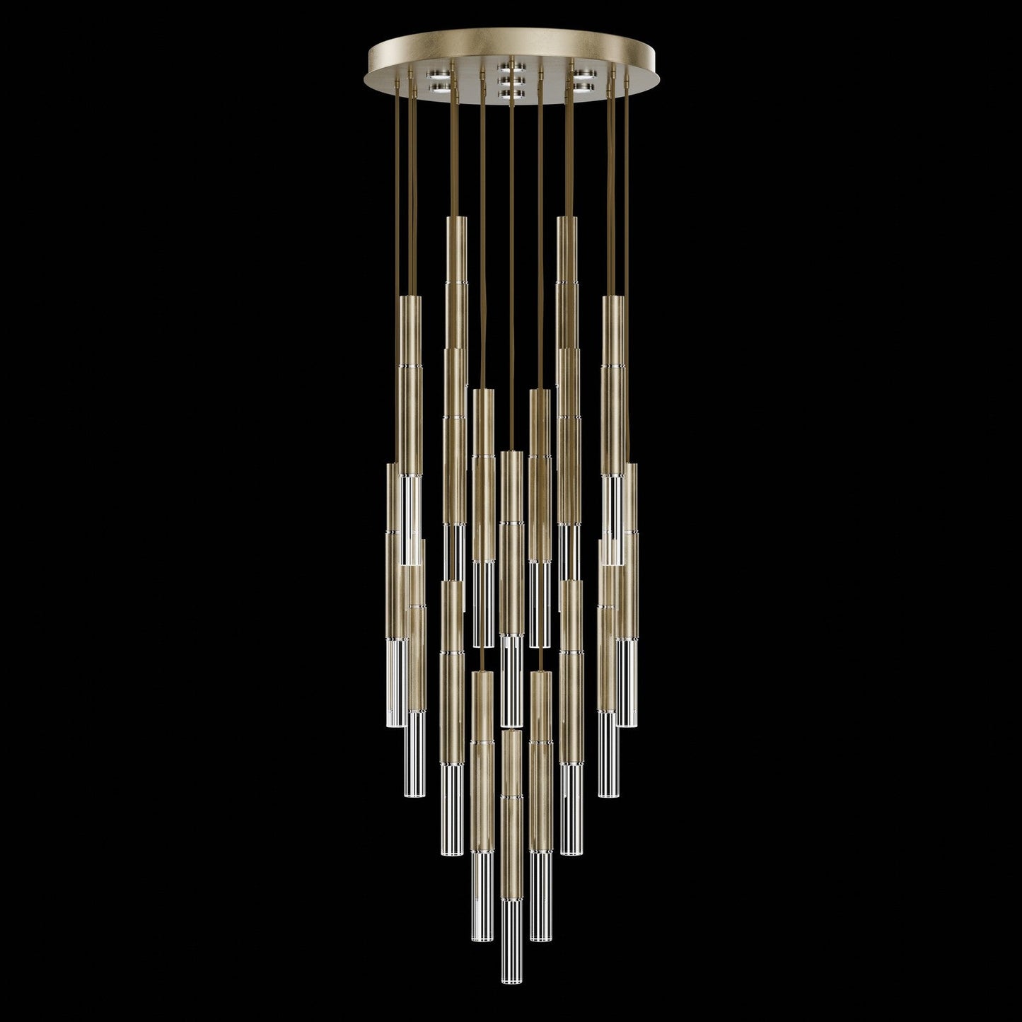 31-Inch Tubular LED Round Pendant Light / Soft Gold Leaf / Nickel / No Skin