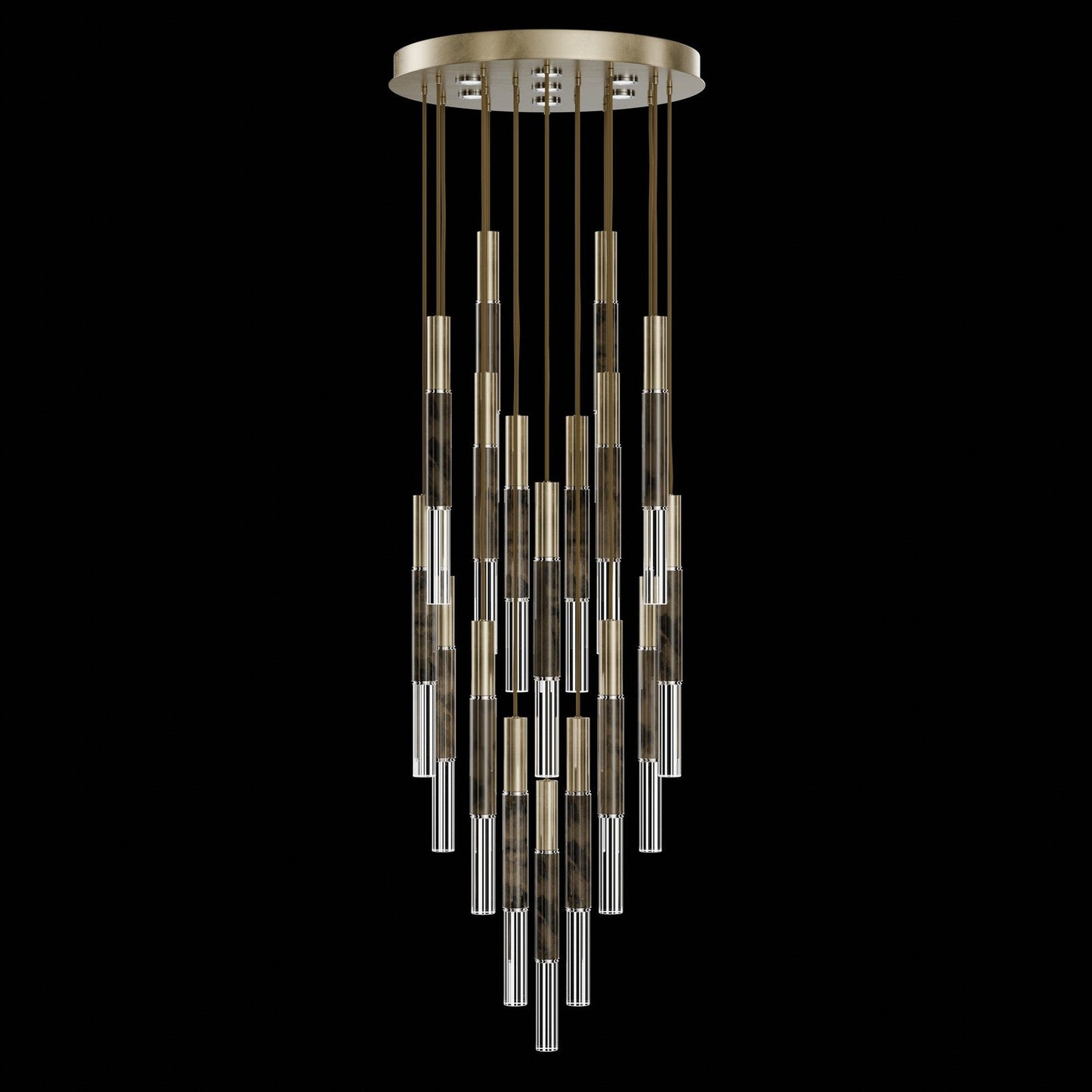 31-Inch Tubular LED Round Pendant Light / Soft Gold Leaf / Nickel / Charcoal