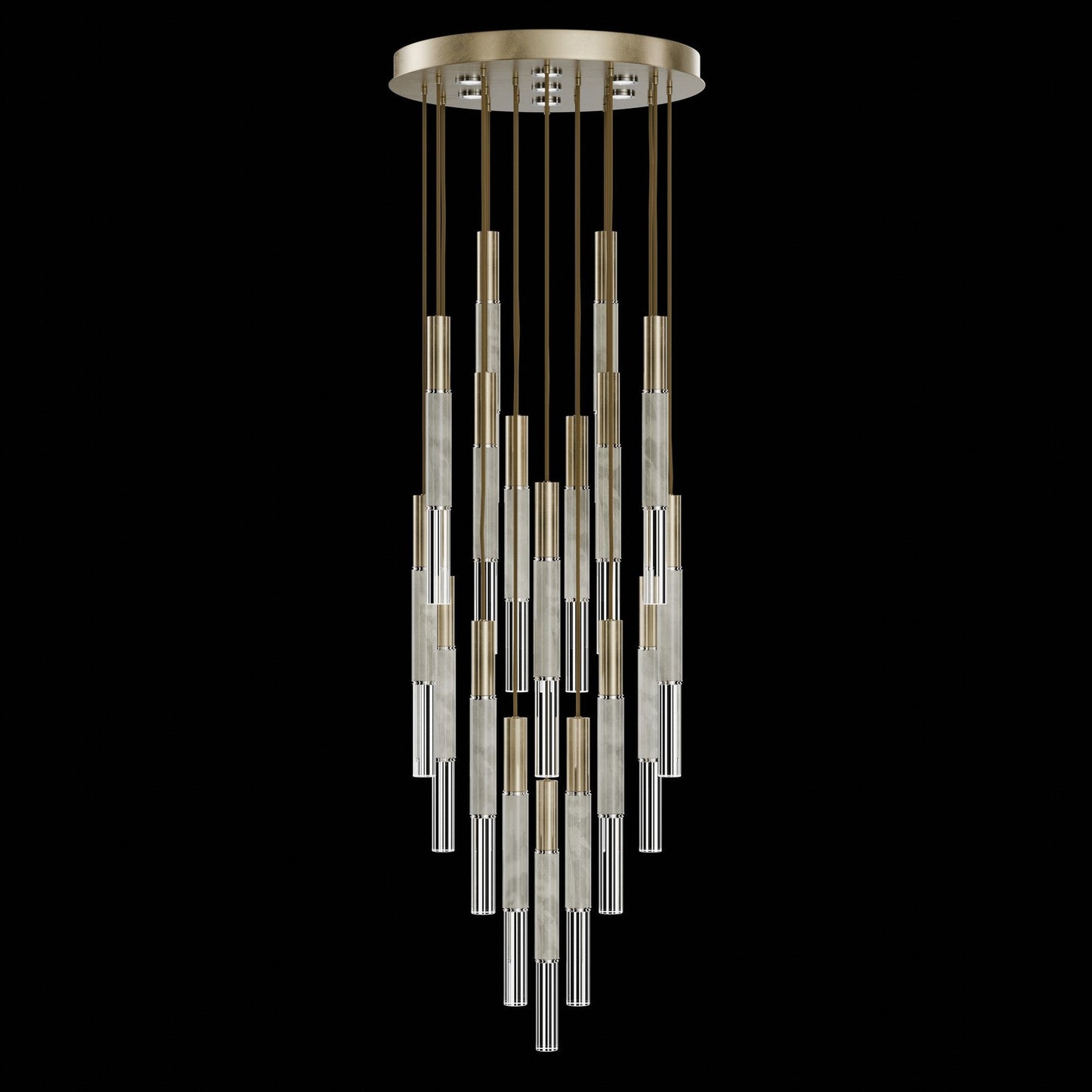 31-Inch Tubular LED Round Pendant Light / Soft Gold Leaf / Nickel / Smoke