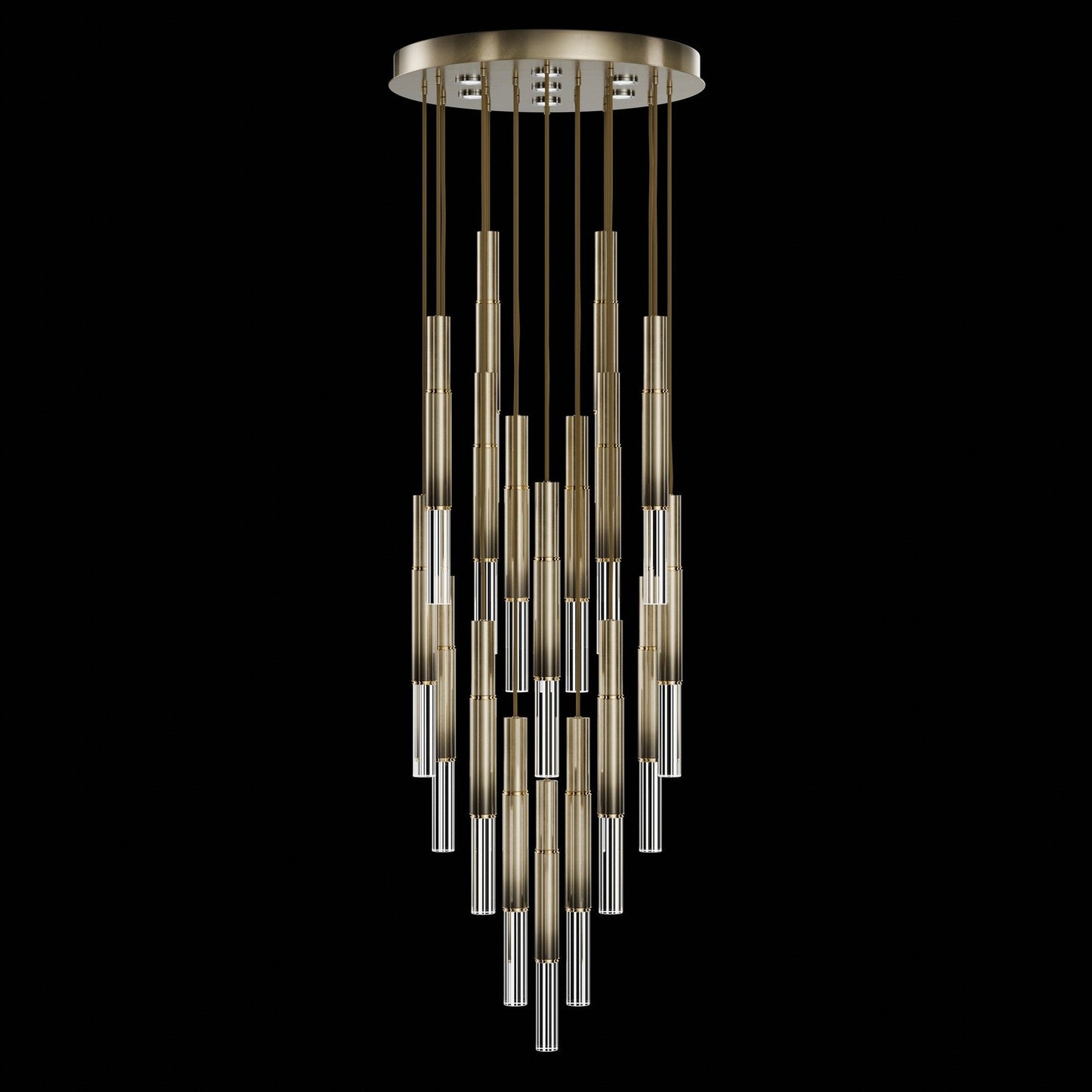 31-Inch Tubular LED Round Pendant Light / Ombre Bronze / Brass / No Skin