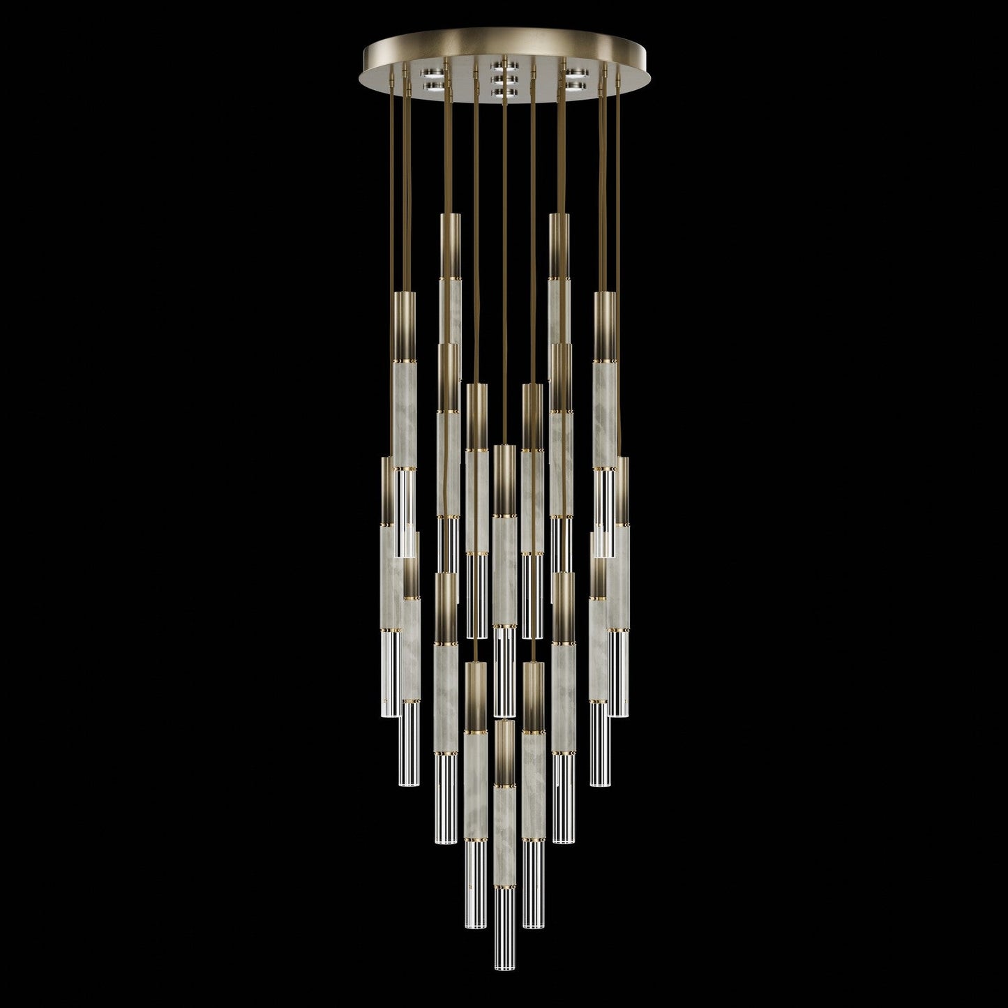 31-Inch Tubular LED Round Pendant Light / Ombre Bronze / Brass / Smoke