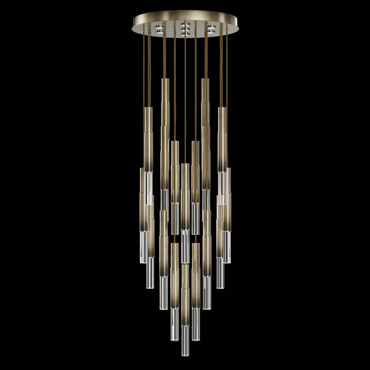 31-Inch Tubular LED Round Pendant Light / Ombre Bronze / Nickel / No Skin