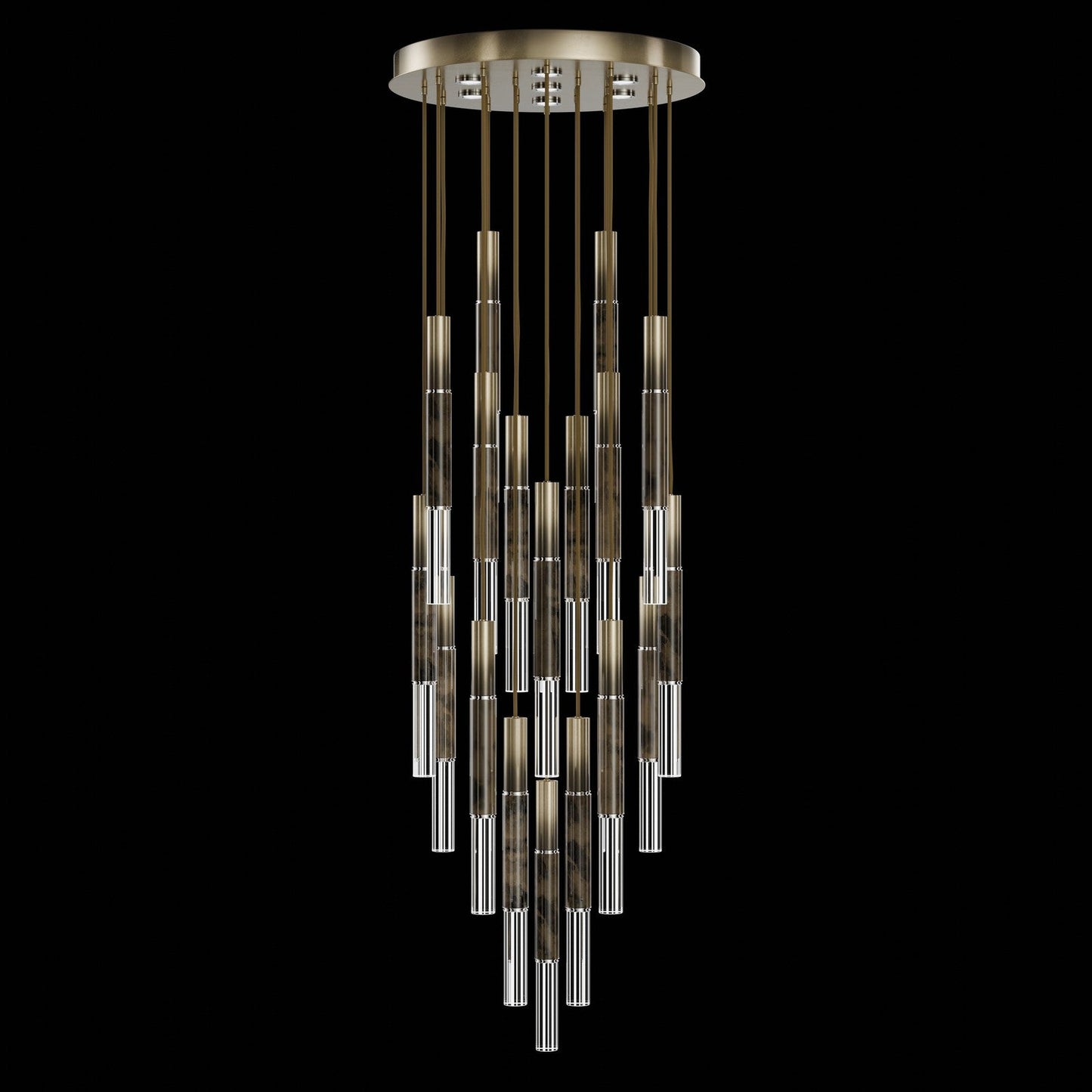 31-Inch Tubular LED Round Pendant Light / Ombre Bronze / Nickel / Charcoal