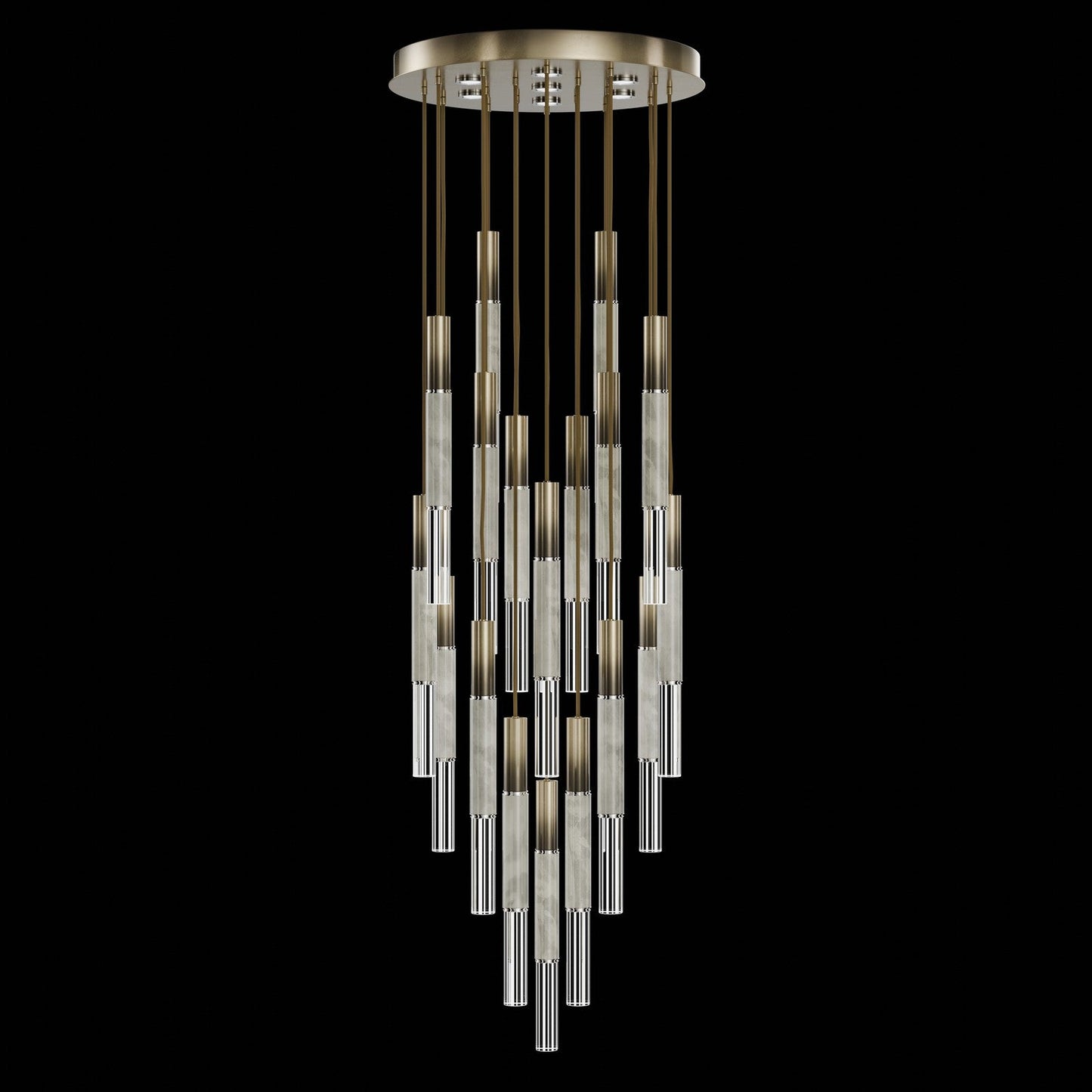 31-Inch Tubular LED Round Pendant Light / Ombre Bronze / Nickel / Smoke