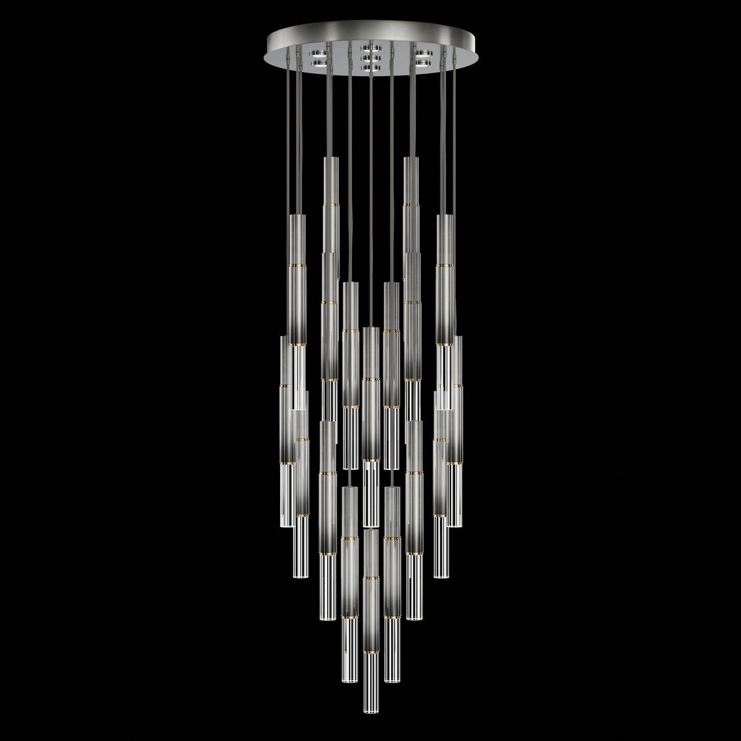 31-Inch Tubular LED Round Pendant Light / Ombre Silver / Brass / No Skin