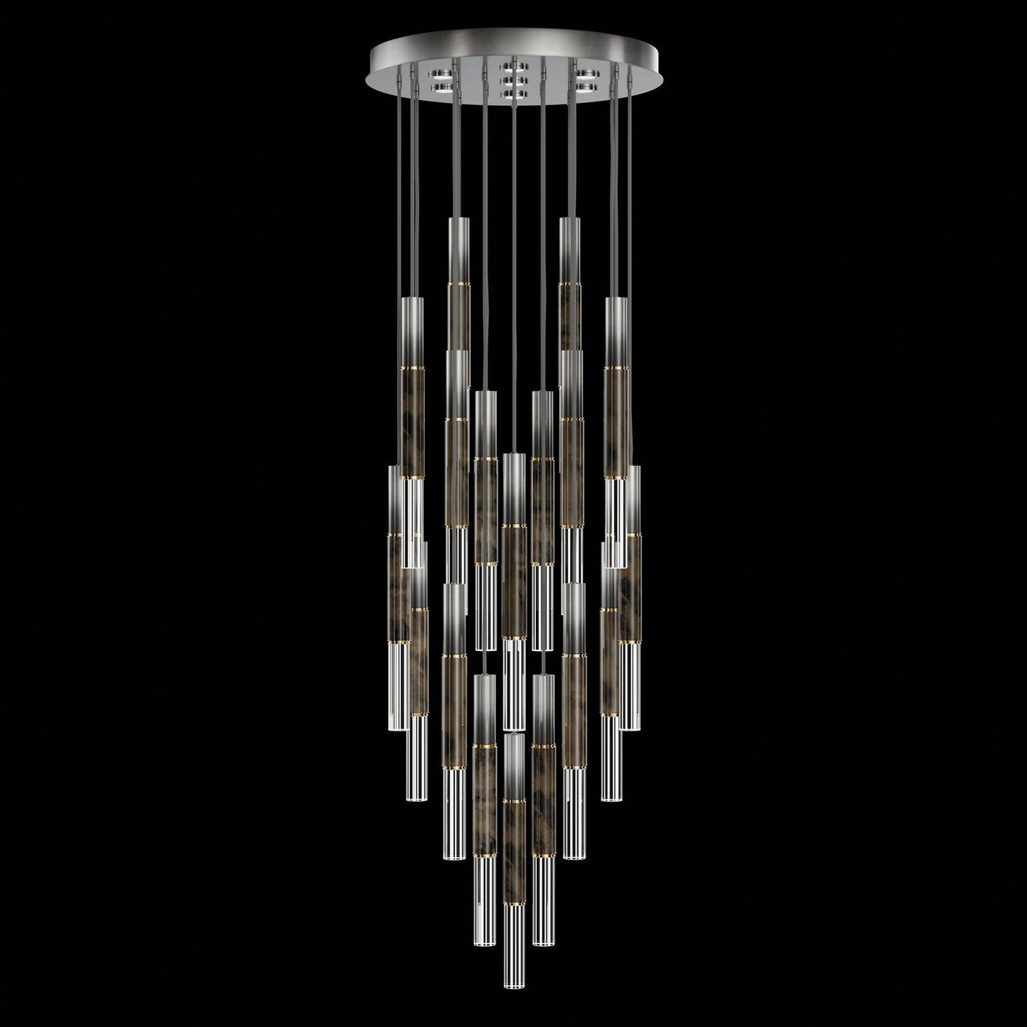 31-Inch Tubular LED Round Pendant Light / Ombre Silver / Brass / Charcoal