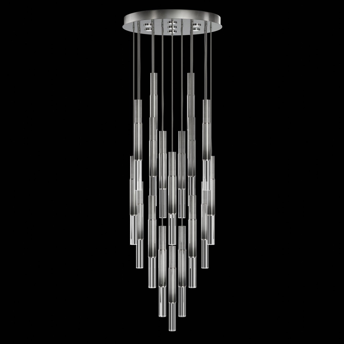 31-Inch Tubular LED Round Pendant Light / Ombre Silver / Nickel / No Skin