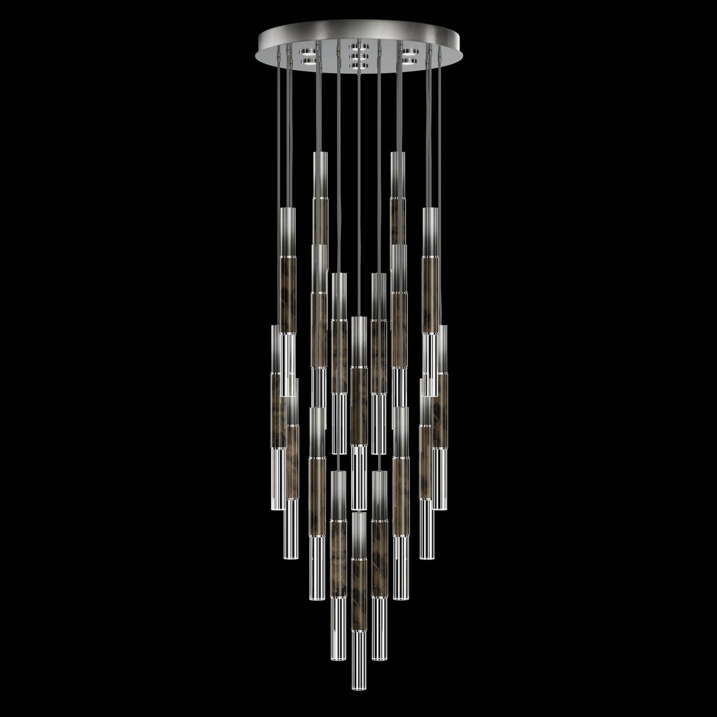 31-Inch Tubular LED Round Pendant Light / Ombre Silver / Nickel / Charcoal