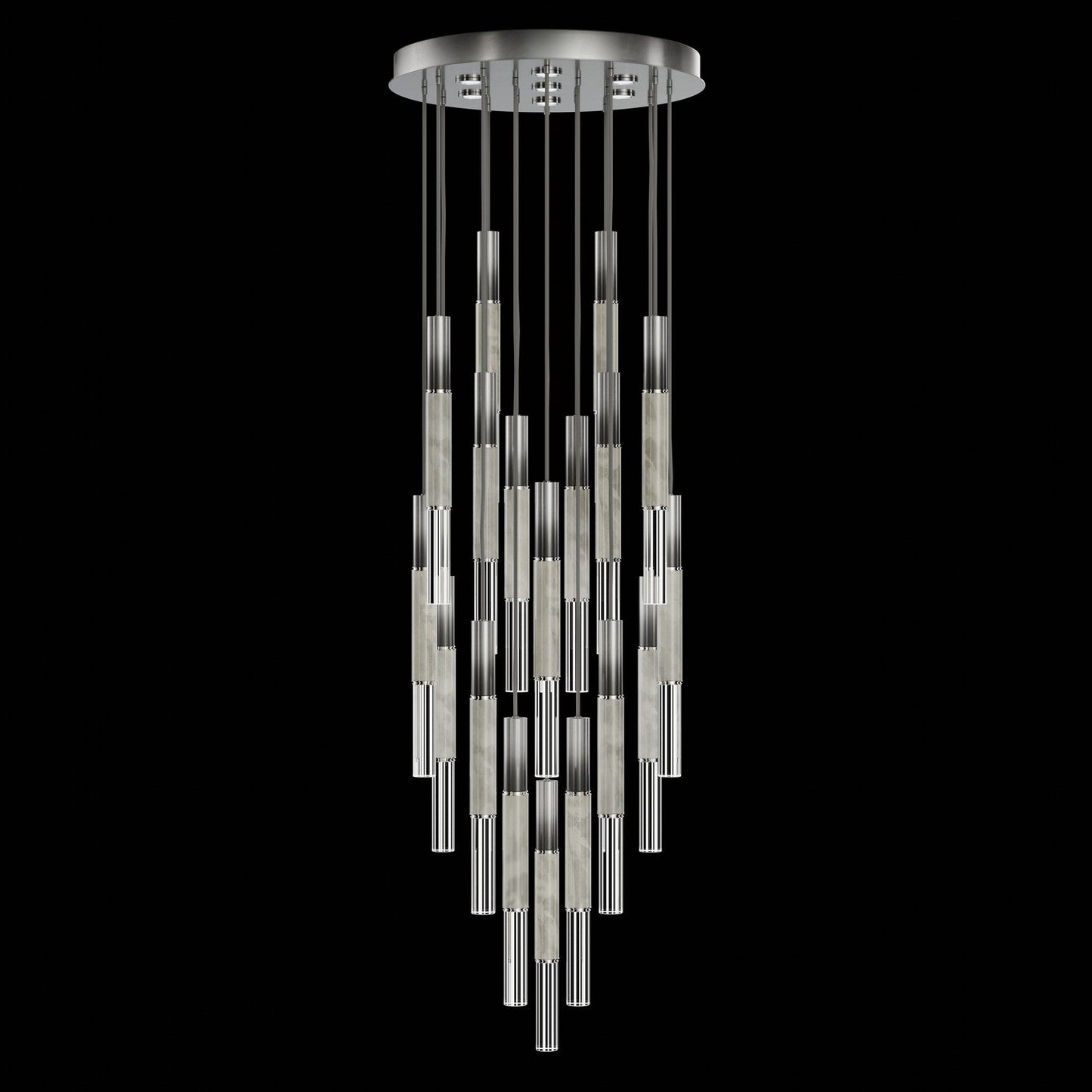 31-Inch Tubular LED Round Pendant Light / Ombre Silver / Nickel / Smoke