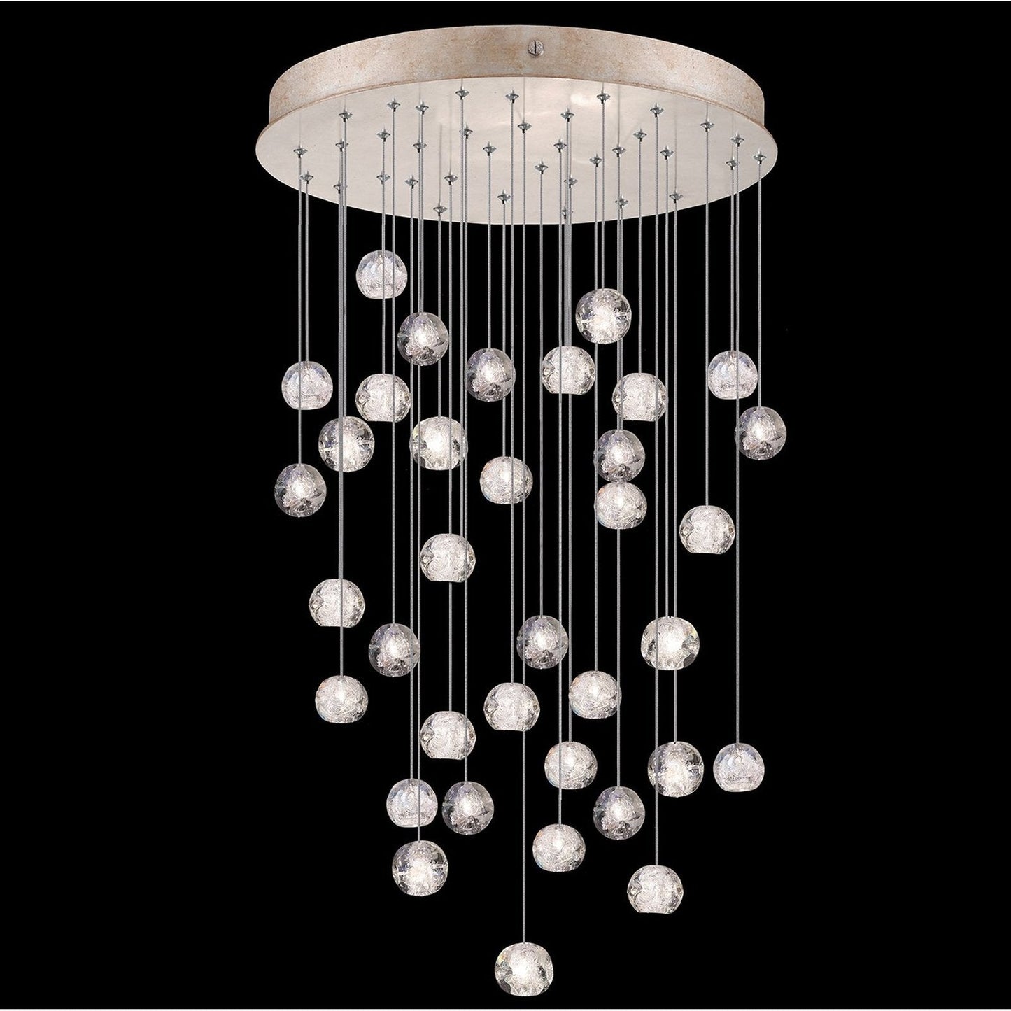 34-Inch Optic Crystal Round Pendant Light / Gold