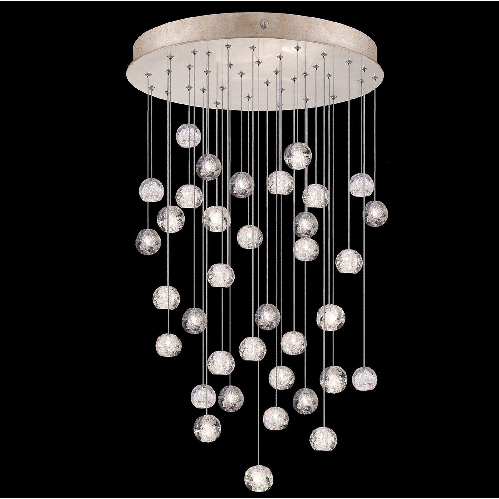34-Inch Optic Crystal Round Pendant Light / Gold