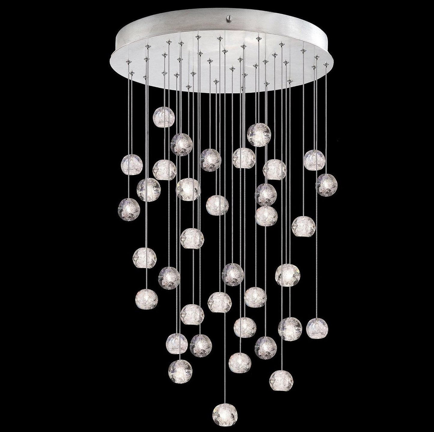 34-Inch Optic Crystal Round Pendant Light / Silver