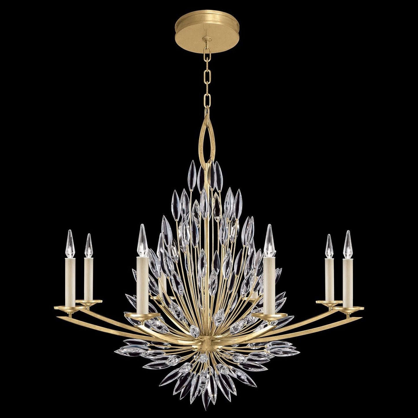 41-Inch Crystal Lily Bud Round Chandelier / Gold