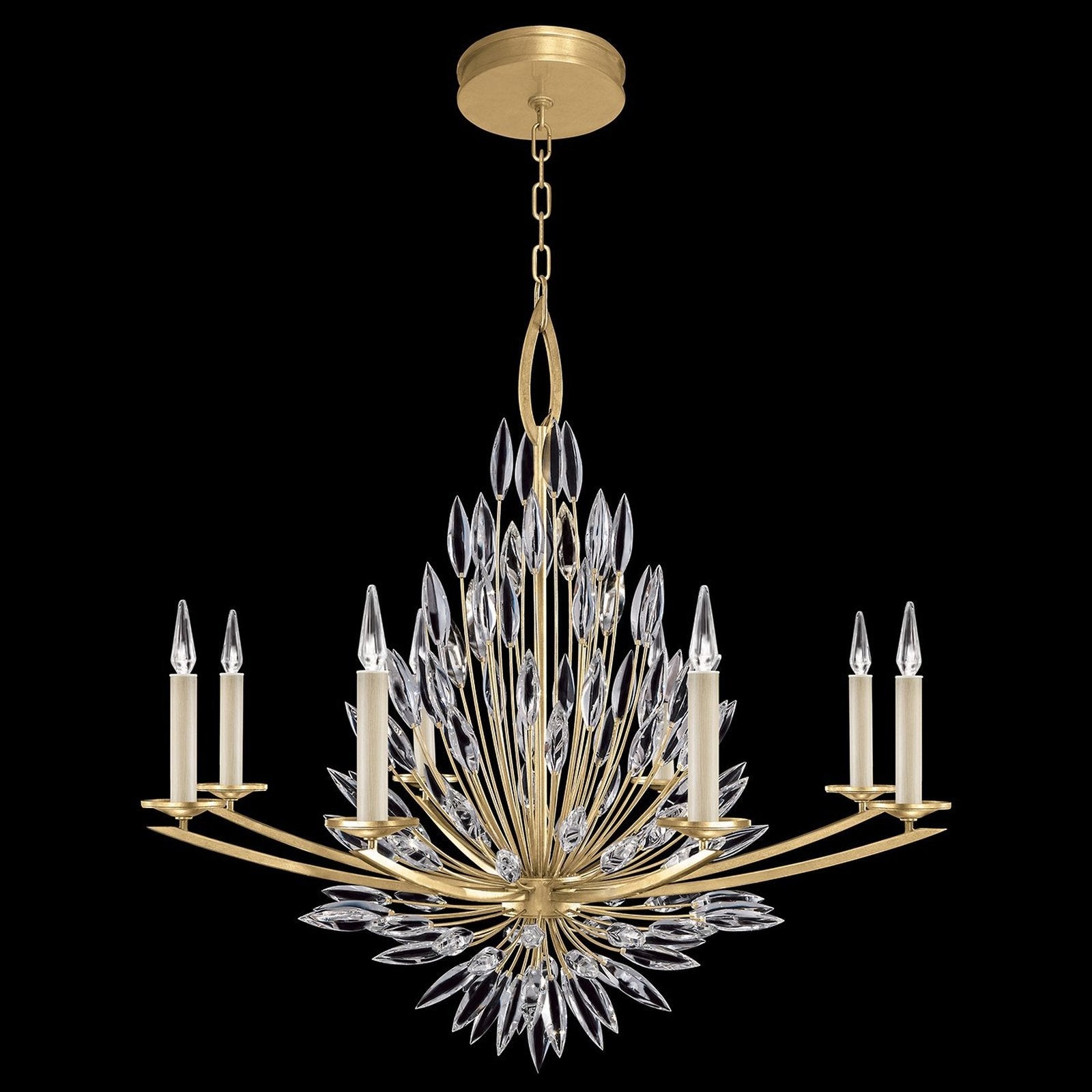 41-Inch Crystal Lily Bud Round Chandelier / Gold