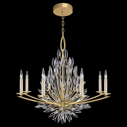 41-Inch Crystal Lily Bud Round Chandelier / Gold