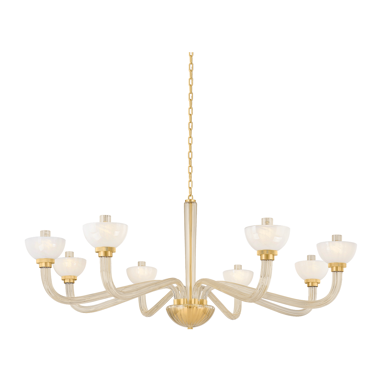 61.75-Inch 8-Light Aged Brass Glass Chandelier / Default Title