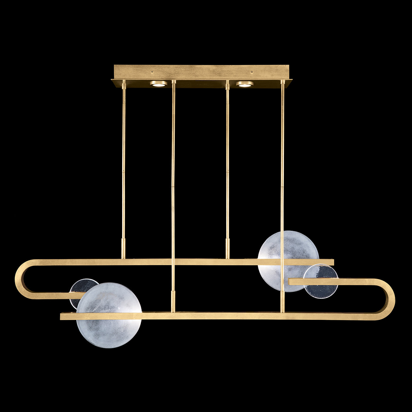 65-Inch Hand-Cast Glass Linear Pendant Light / Gold