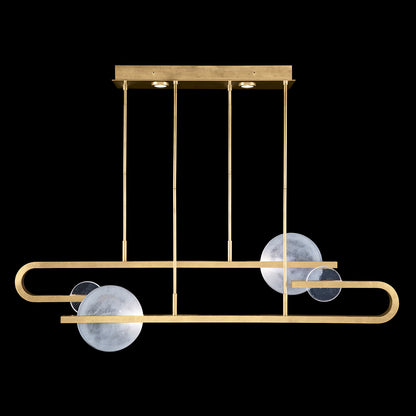 65-Inch Hand-Cast Glass Linear Pendant Light / Gold