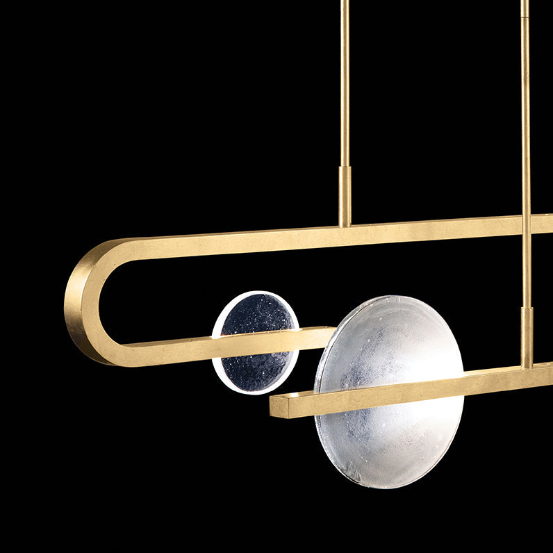 65-Inch Hand-Cast Glass Linear Pendant Light / Silver
