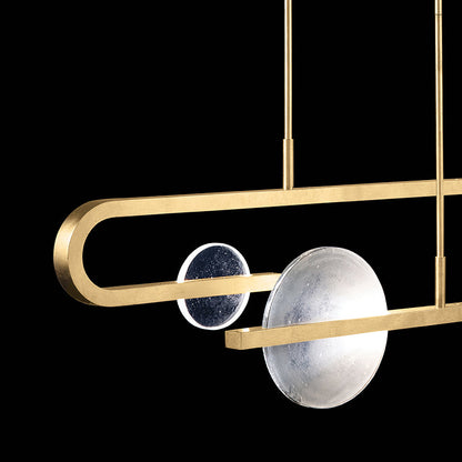 65-Inch Hand-Cast Glass Linear Pendant Light / Silver