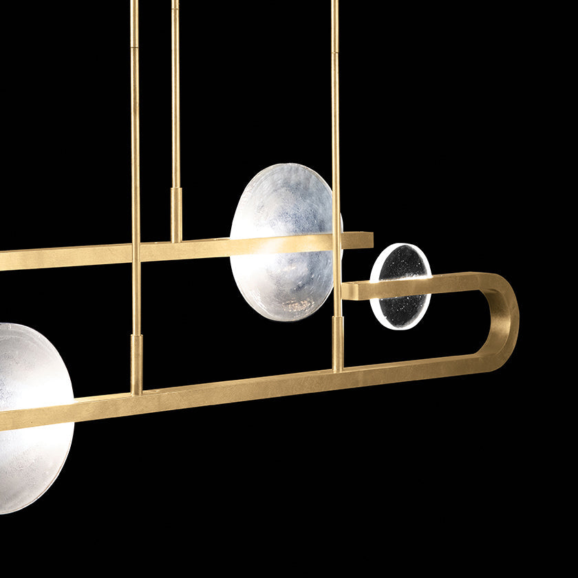 65-Inch Hand-Cast Glass Linear Pendant Light / Soft Gold