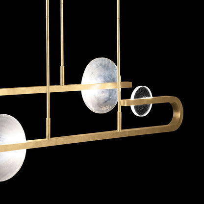65-Inch Hand-Cast Glass Linear Pendant Light / Soft Gold