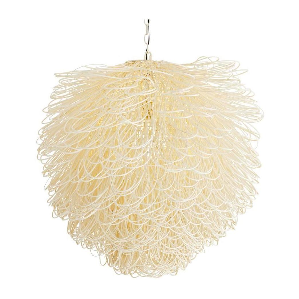 Bleached Rattan Loop Single-Light Chandelier