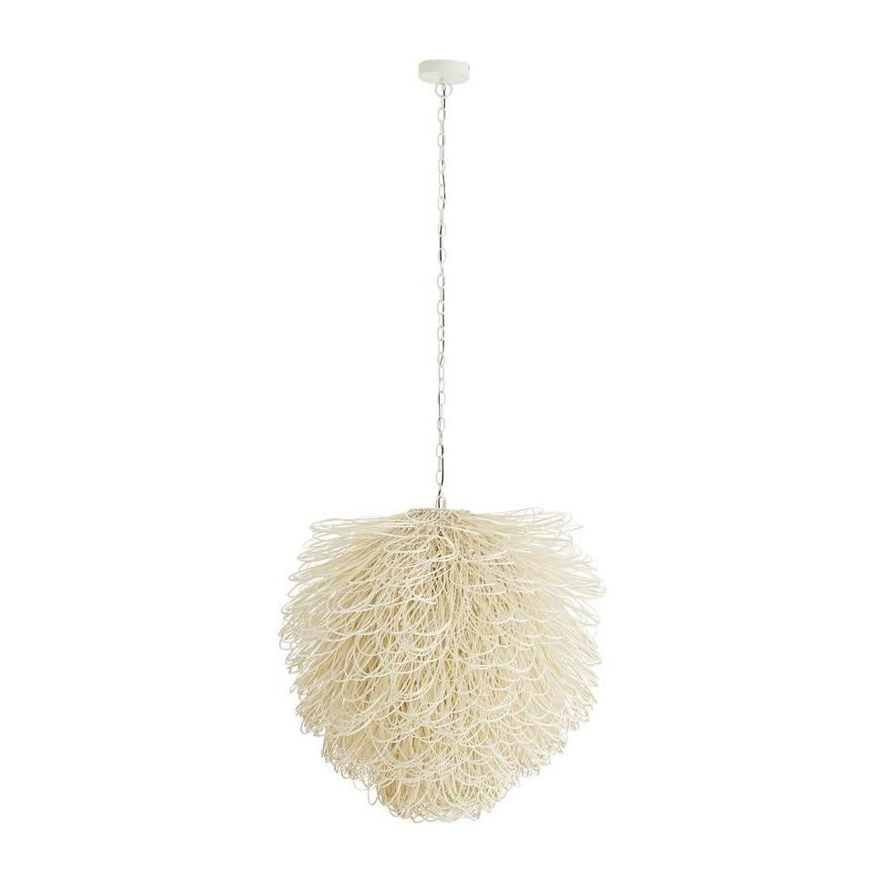 Bleached Rattan Loop Single-Light Chandelier