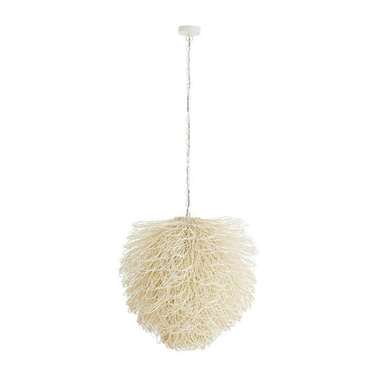 Bleached Rattan Loop Single-Light Chandelier