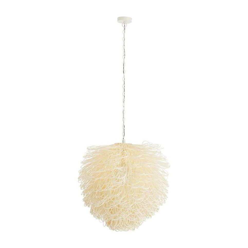Bleached Rattan Loop Single-Light Chandelier